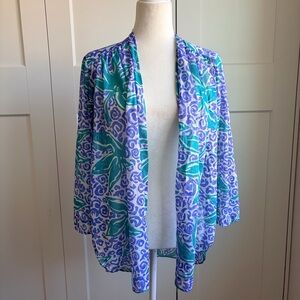 Oscar de la Renta Teal & Lavender Printed Coverup | S/M